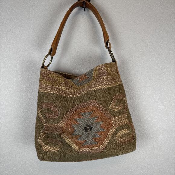 Anatolia Wool Jute Kilim Handmade Soho Shoulder Bag Purse Boho - Picture 1 of 8